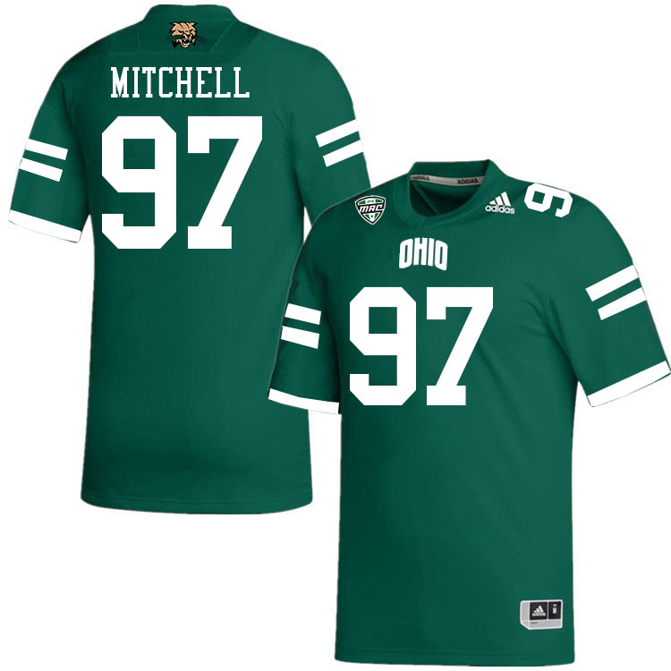 Ohio Bobcats #97 Austin Mitchell College Football Jerseys Stitched-Green